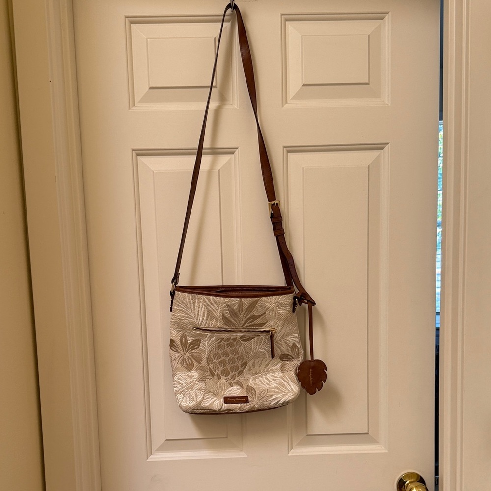 Tommy Bahama Tan and Brown Crossbody Bag
